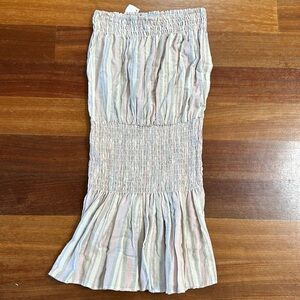 Blue Life NWT size medium strapless striped neutral mini dress.